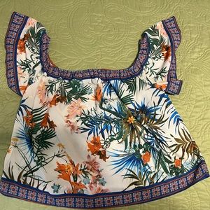 Flying tomato tropical print off the shoulder top size small